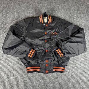 Holloway Satin Vintage Jacket Black Orange Stripe Chainstitch Cathy